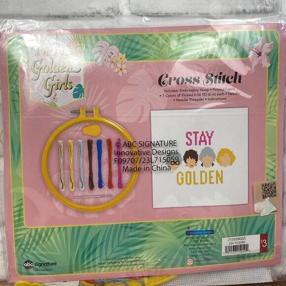 Cross Stitch Kit Embroidery Golden Girls Series “Stay Golden” New Grannycore - Picture 4 of 5